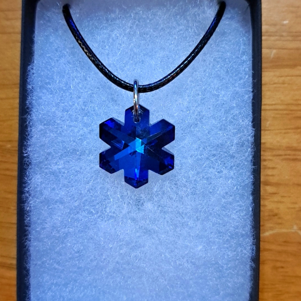 Summer Blue Crystal Snowflake Necklace